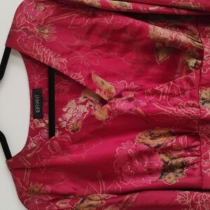 Lane Bryant Women's Blouse in Red and A  Beige/Gold  Floral Pattern
